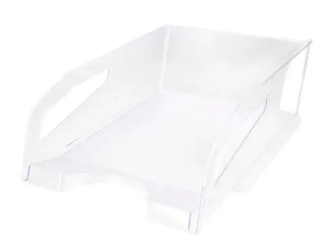 BANDEJA SOBREMESA PLASTICO Q-CONNECT GRAN CAPACIDAD CON ASA TRANSPARENTE 386X270X115MM