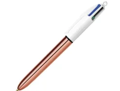 BIC 4 COLOURS ROSE GOLD BOLIGRAFO DE BOLA RETRACTIL - PUNTA MEDIA DE 1.0 MM - TINTA CON BASE DE ACEITE - CUERPO ROSA METALIZADO/BLANCO