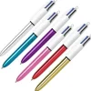 BIC 4 COLOURS SHINE BOLIGRAFO DE BOLA RETRACTIL - PUNTA MEDIA DE 1.0 MM - TINTA CON BASE DE ACEITE - DISEÑO METALIZADO EN COLORES SURTIDOS - CAJA DE 12 UD