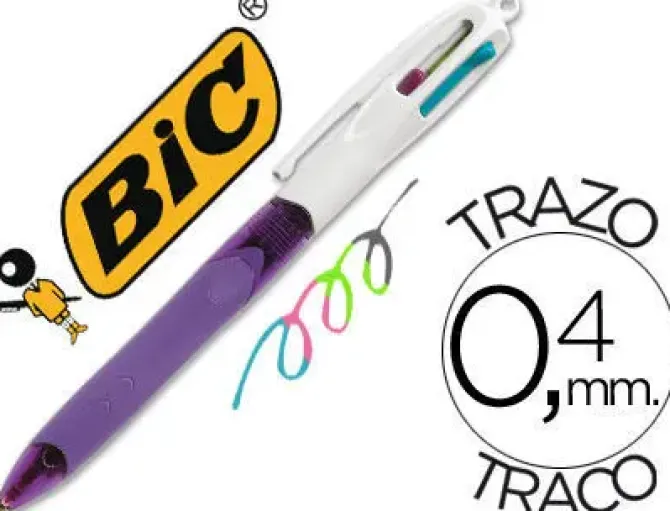 BIC BOLIGRAFO BIC CUATRO COLORES CON GRIP COLORES PASTEL PUNTA 1 MM