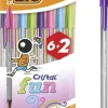 BIC CRISTAL FUN 6+2 PACK DE 8 BOLIGRAFOS DE BOLA - PUNTA REDONDA DE 1.6MM - TRAZO 0.42MM - TINTA CON BASE DE ACEITE - COLORES SURTIDOS