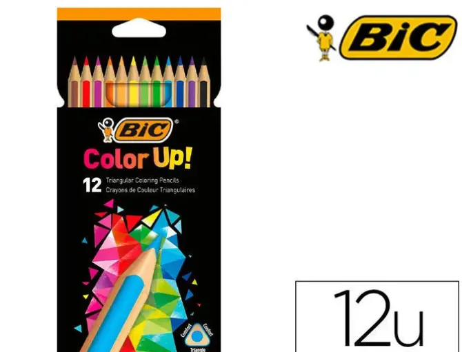 BIC INTENSITY COLOR UP CAJA DE 12 LAPICES TRIANGULARES DE COLORES SURTIDOS - FABRICADOS EN RESINA - MINA ULTRARESISTENTE DE 3.20MM