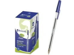 BISMARK BOLIGRAFO DE BOLA - PUNTA REDONDA - CAPUCHON Y TAPON DEL COLOR DE LA TINTA - COLOR AZUL