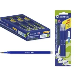 BISMARK FIX PACK DE 3 RECAMBIOS PARA BOLIGRAFO BORRABLE - PUNTA FINA 0.7MM - COLOR AZUL