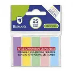 BISMARK PACK DE 125 INDICES ADHESIVOS 45MM X 12MM - COLORES PASTEL SURTIDOS