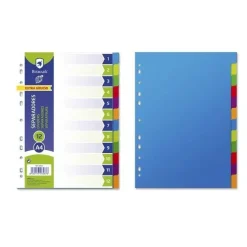 BISMARK PACK DE 12 SEPARADORES - TAMAÑO A4 - EXTRAGRUESOS - FABRICADO EN PROPILENO - COLORES SURTIDOS