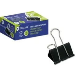 BISMARK PINZA SUJETAPAPELES METALICA DE 25MM - PALA ABATIBLE - COLOR NEGRO