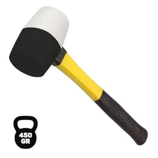 BLIM MAZO PARA TRABAJOS DELICADOS - PESO 450 G - CABEZA DE CAUCHO - MANGO DE FIBRA - COLOR BLANCO Y NEGRO