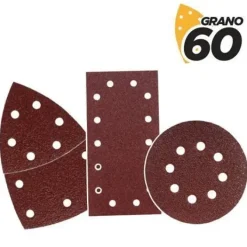 BLIM PACK DE 9 LIJAS CON VELCRO PARA LIJADORA BL0151 - GRANO 60 - 3 FORMATOS