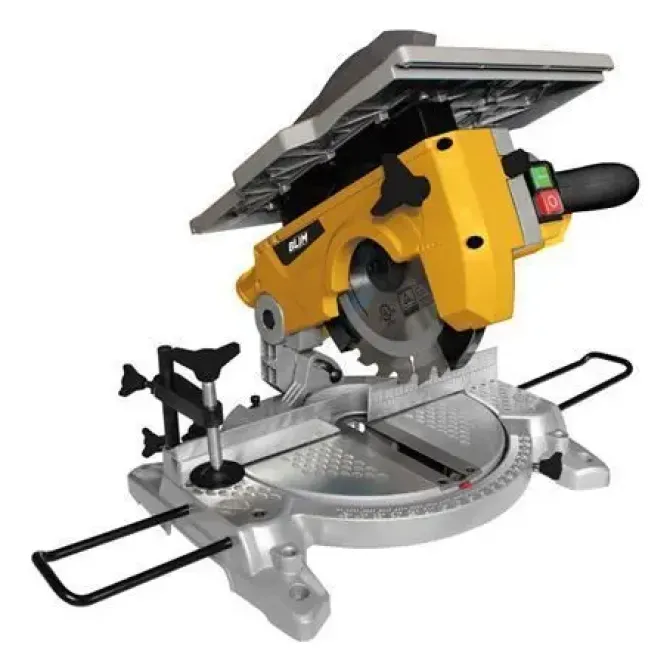 BLIM SIERRA INGLETADORA DOBLE CORTE 1200W 210MM - VELOCIDAD +/- 4500RPM - HOJA DE 24 DIENTES - VARIOS ACCESORIOS