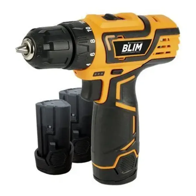 BLIM TALADRO A BATERIA 12V 2AH - 28NM DE PAR MAXIMO - 2 VELOCIDADES 0-400 Y 0-1500RPM - INCLUYE 2 BATERIAS Y MALETIN DE TRANSPORTE