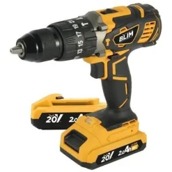 BLIM TALADRO PERCUTOR A BATERIA 20V 2AH - 58NM PAR MAXIMO - 2 VELOCIDADES 0-450/0-1800RPM - INCLUYE 2 BATERIAS Y MALETIN DE TRANSPORTE