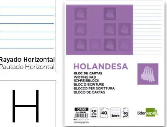 BLOC DE CARTAS LIDERPAPEL RAYADO HOLANDESA 40 HOJAS 60G/M2