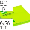 BLOC DE NOTAS ADHESIVAS QUITA Y PON Q-CONNECT 76X76 MM VERDE NEON 80 HOJAS