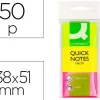 BLOC DE NOTAS ADHESIVAS QUITA Y PON Q-CONNECT 40X50 MM NEON PACK DE 3 UNIDADES CON 50 HOJAS POR COLOR