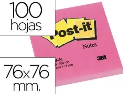 BLOC DE NOTAS ADHESIVAS QUITA Y PON POST-IT 76X76 MM FUCSIA NEON CON 100 HOJAS