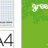 BLOC ENCOLADO LIDERPAPEL CUADRO 5 MM VERDE A4 NATURAL 100 HOJAS 100 G/M2