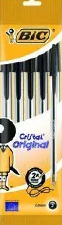 BOLIGRAFO BIC CRISTAL MEDIO BLISTER 5 UDS NEGRO 80