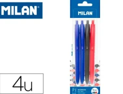 BOLIGRAFO MILAN P1 RETRACTIL 1 MM TOUCH BLISTER DE 4 UNIDADES COLORES SURTIDOS