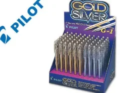 BOLIGRAFO PILOT G-1 ORO-PLATA EXPOSITOR DE 60 UNIDADES