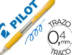 BOLIGRAFO PILOT SUPER GRIP AMARILLO RETRACTIL SUJECION DE CAUCHO TINTA BASE DE ACEITE