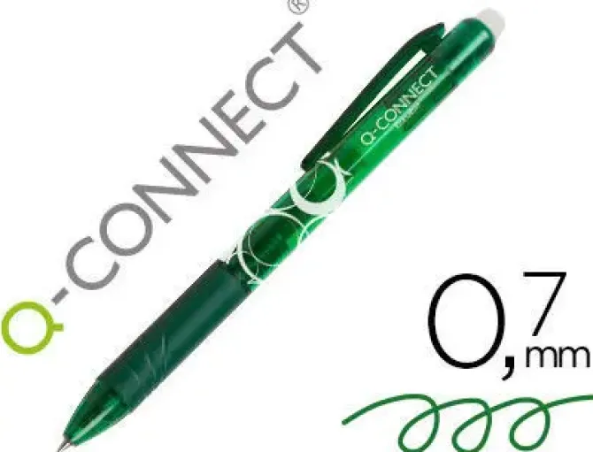 BOLIGRAFO Q-CONNECT RETRACTIL BORRABLE 0,7 MM COLOR VERDE