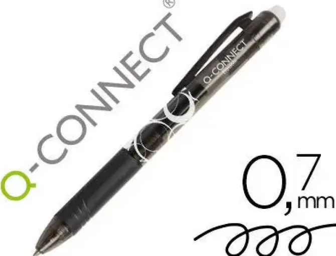 BOLIGRAFO Q-CONNECT RETRACTIL BORRABLE 0,7 MM COLOR NEGRO