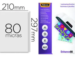 BOLSA DE PLASTIFICAR FELLOWES MATE DIN A4 80 MICRAS PACK 100 UNIDADES