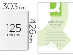 BOLSA DE PLASTIFICAR Q-CONNECT 303 X 426 MM 125 MC DIN A3 CAJA DE 100 UNIDADES