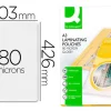 BOLSA DE PLASTIFICAR Q-CONNECT 303 X 426 MM 80 MC DIN A3 CAJA DE 100 UNIDADES