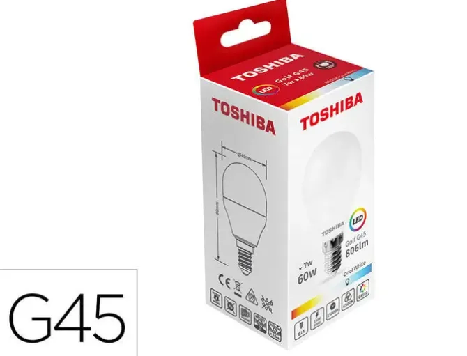 BOMBILLA LED TOSHIBA G45 E14 7W 6500K LUZ FRIA