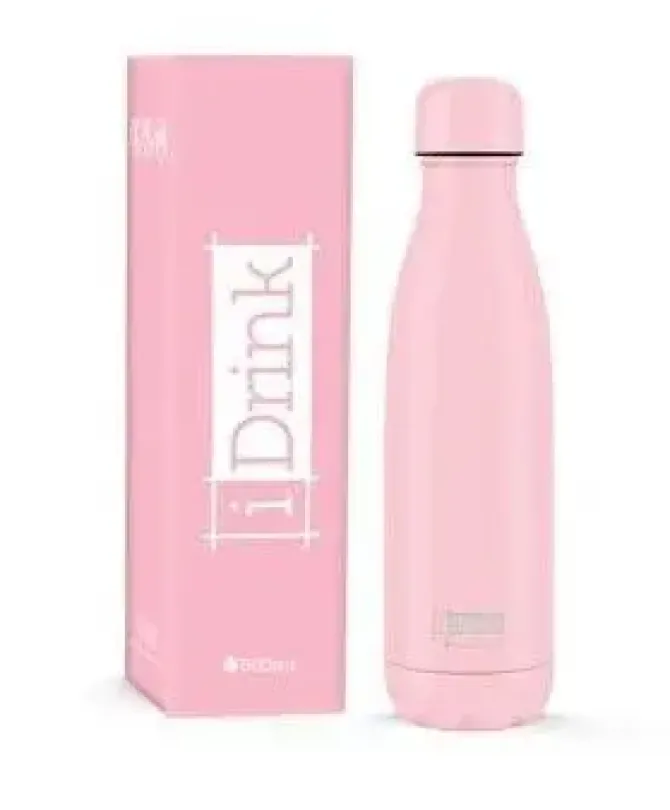 BOTELLA TERMICA ROSA PASTEL 500ML ACERO INOXIDABLE ID0015