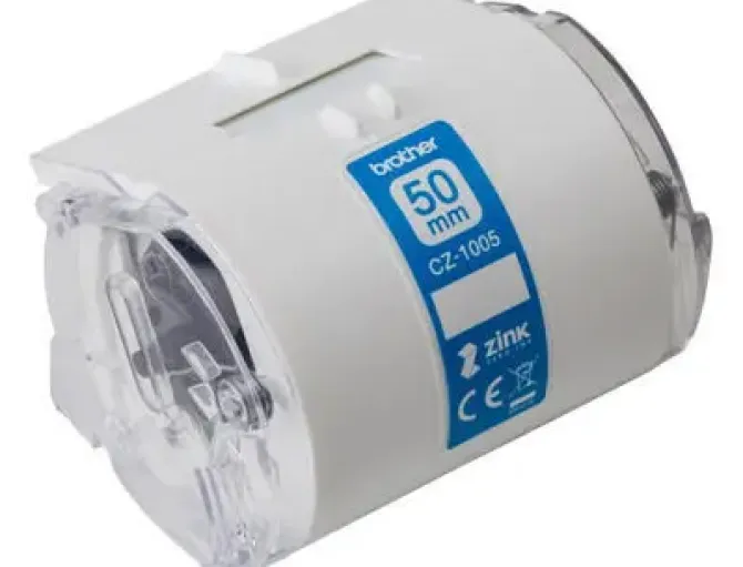 BROTHER CZ1005 ROLLO DE ETIQUETAS ORIGINALES DE TAMAÑO PERSONALIZADO - ANCHO 50MM X 5 METROS - ZERO INK