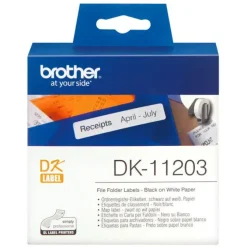 BROTHER DK11203 - ETIQUETAS ORIGINALES PRECORTADAS PARA CARPETAS - 17X87 MM - 300 UNIDADES - TEXTO NEGRO SOBRE FONDO BLANCO