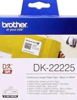 BROTHER DK22225 - ETIQUETAS ORIGINALES DE TAMAÑO PERSONALIZADO - ANCHO 38MM X 30,48 METROS - TEXTO NEGRO SOBRE FONDO BLANCO
