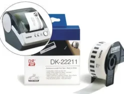 BROTHER DK22211 - ETIQUETAS ORIGINALES DE TAMAÑO PERSONALIZADO - ANCHO 29MM X 15,24 METROS - TEXTO NEGRO SOBRE FONDO BLANCO