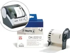 BROTHER DK22212 - ETIQUETAS ORIGINALES DE TAMAÑO PERSONALIZADO - ANCHO 62MM X 15,24 METROS - TEXTO NEGRO SOBRE FONDO BLANCO