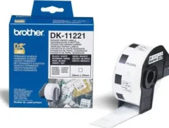 BROTHER DK11221 - ETIQUETAS ORIGINALES PRECORTADAS CUADRADAS - 23X23 MM - 1000 UNIDADES - TEXTO NEGRO SOBRE FONDO BLANCO