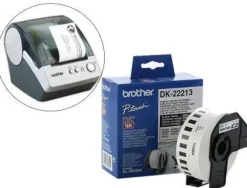 BROTHER DK22113 - ETIQUETAS ORIGINALES DE TAMAÑO PERSONALIZADO - ANCHO 62MM X 15,24 METROS - TEXTO NEGRO SOBRE FONDO TRANSPARENTE