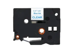 BROTHER TZE133 CINTA LAMINADA GENERICA DE ETIQUETAS - TEXTO AZUL SOBRE FONDO TRANSPARENTE - ANCHO 12MM X 8 METROS