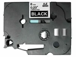 BROTHER TZE315 CINTA LAMINADA GENERICA DE ETIQUETAS - TEXTO BLANCO SOBRE FONDO NEGRO - ANCHO 6MM X 8 METROS