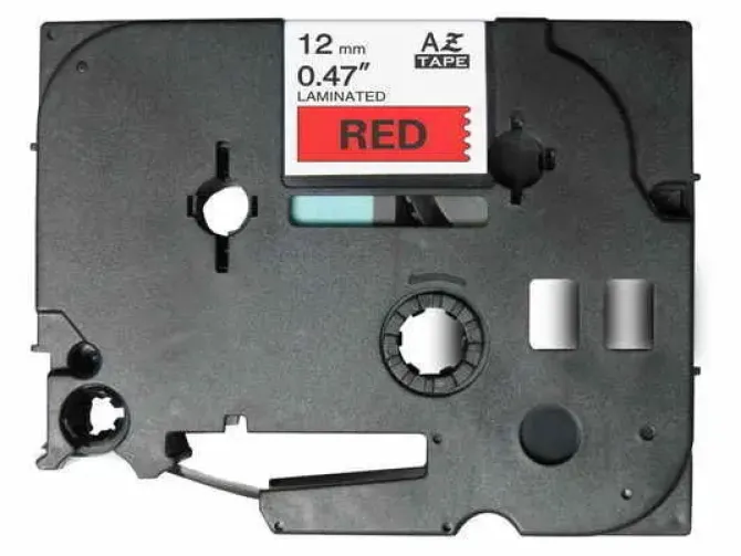 BROTHER TZE431 CINTA LAMINADA GENERICA DE ETIQUETAS - TEXTO NEGRO SOBRE FONDO ROJO - ANCHO 12MM X 8 METROS