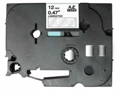 BROTHER TZE135 CINTA LAMINADA GENERICA DE ETIQUETAS - TEXTO BLANCO SOBRE FONDO TRANSPARENTE - ANCHO 12MM X 8 METROS