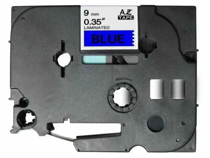 BROTHER TZE521 CINTA LAMINADA GENERICA DE ETIQUETAS - TEXTO NEGRO SOBRE FONDO AZUL - ANCHO 9MM X 8 METROS