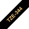 BROTHER TZE344 CINTA LAMINADA GENERICA DE ETIQUETAS - TEXTO DORADO SOBRE FONDO NEGRO - ANCHO 18MM X 8 METROS