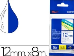 BROTHER TZE233 CINTA LAMINADA ORIGINAL DE ETIQUETAS - TEXTO AZUL SOBRE FONDO BLANCO - ANCHO 12MM X 8 METROS