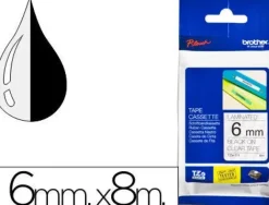 BROTHER TZE111 CINTA LAMINADA ORIGINAL DE ETIQUETAS - TEXTO NEGRO SOBRE FONDO TRANSPARENTE - ANCHO 6MM X 8 METROS