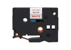 BROTHER TZE232 CINTA LAMINADA GENERICA DE ETIQUETAS - TEXTO ROJO SOBRE FONDO BLANCO - ANCHO 12MM X 8 METROS