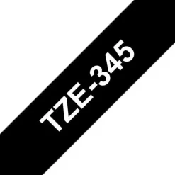 BROTHER TZE345 CINTA LAMINADA GENERICA DE ETIQUETAS - TEXTO BLANCO SOBRE FONDO NEGRO - ANCHO 18MM X 8 METROS