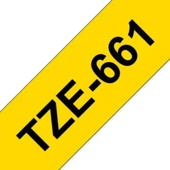 BROTHER TZE661 CINTA LAMINADA GENERICA DE ETIQUETAS - TEXTO NEGRO SOBRE FONDO AMARILLO - ANCHO 36MM X 8 METROS